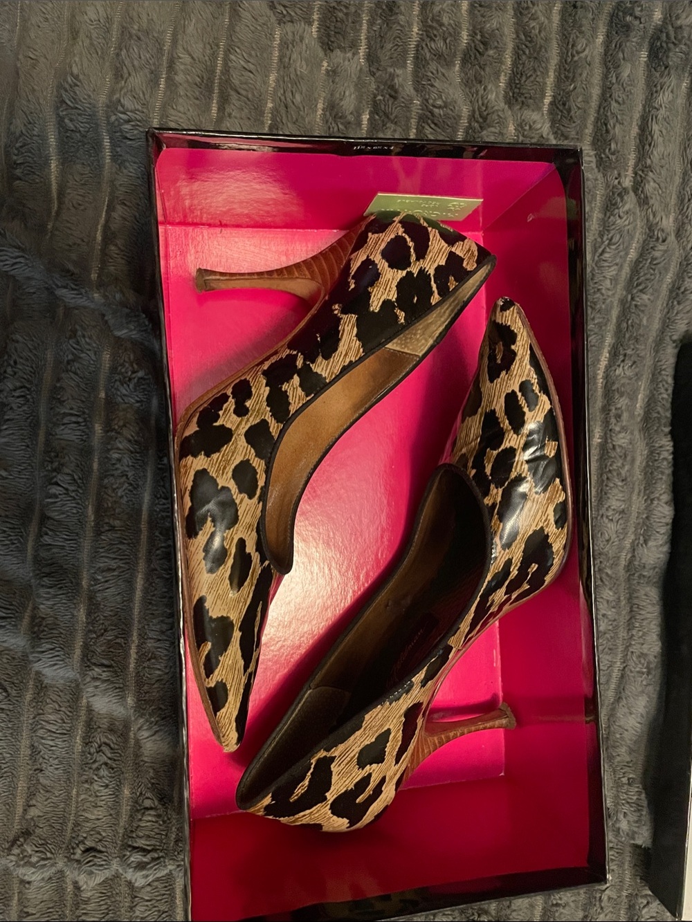 Vintage Beverly Feldman Leopard Print Pointed Toe Women's Pumps - Brown/Black